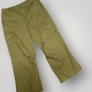 Princess Polly Green Cargo Pants Womens Size US 12 Utility Wide Leg Cotton W04